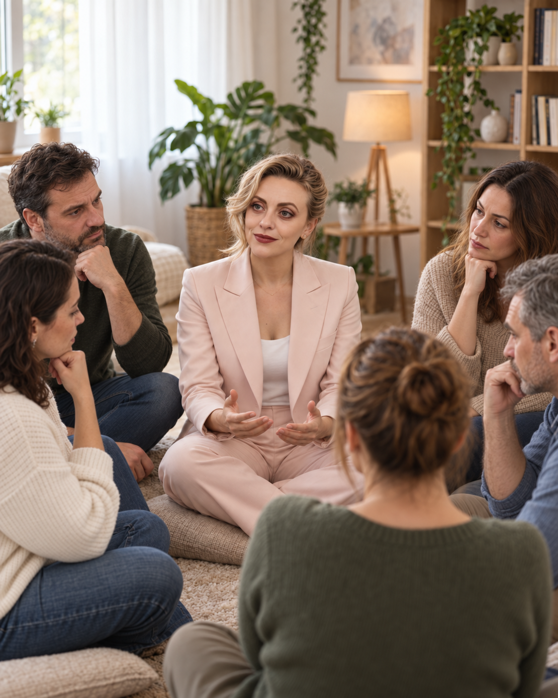 Mădălina Condurache coordonând un grup de dezvoltare personală